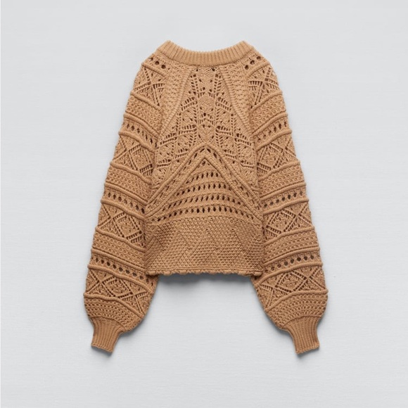 Zara Taupe Brown Wool Blend Open
Knit Sweater - Picture 2 of 11